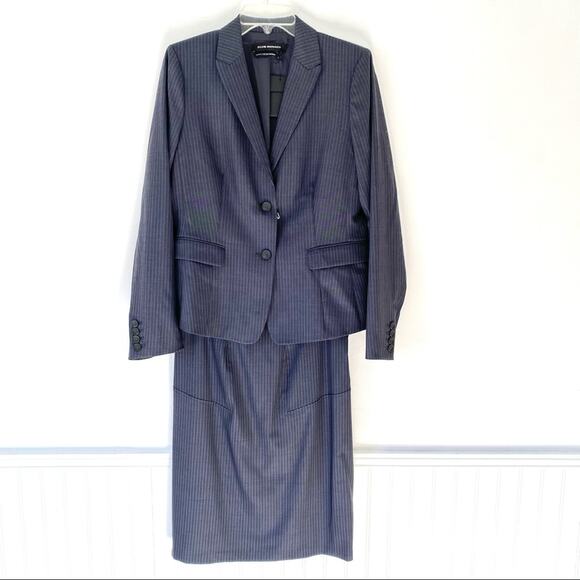 Club Monaco Kingston Blazer Skirt Set Dark Gray Stripe NWTs Wool size 10